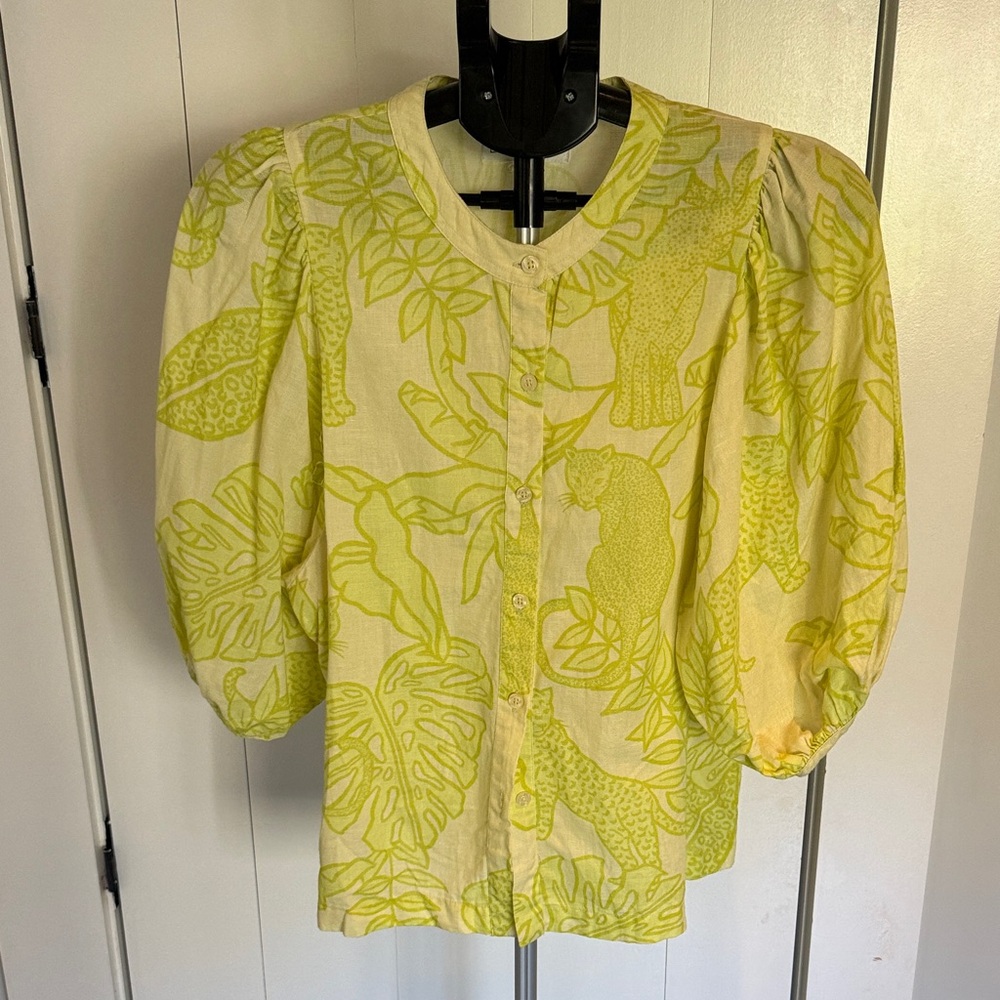 Las Surenas Yellow Patterned Women's Top Size L